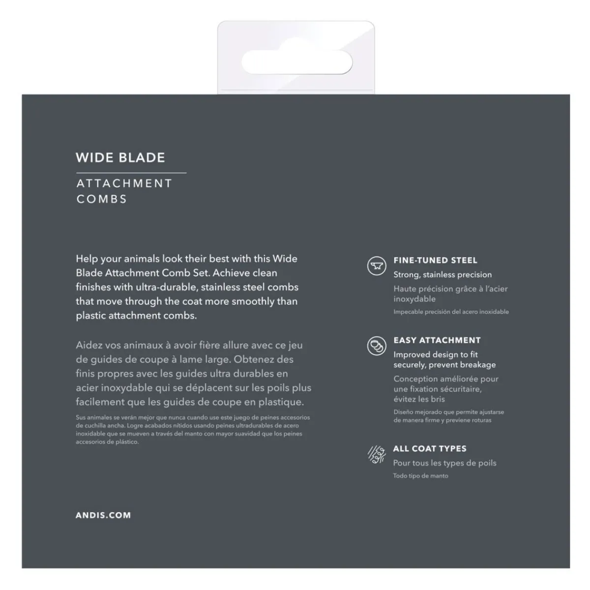 Wide leikkuukampasetti ruostumaton teräs 8 kpl>Andis Online