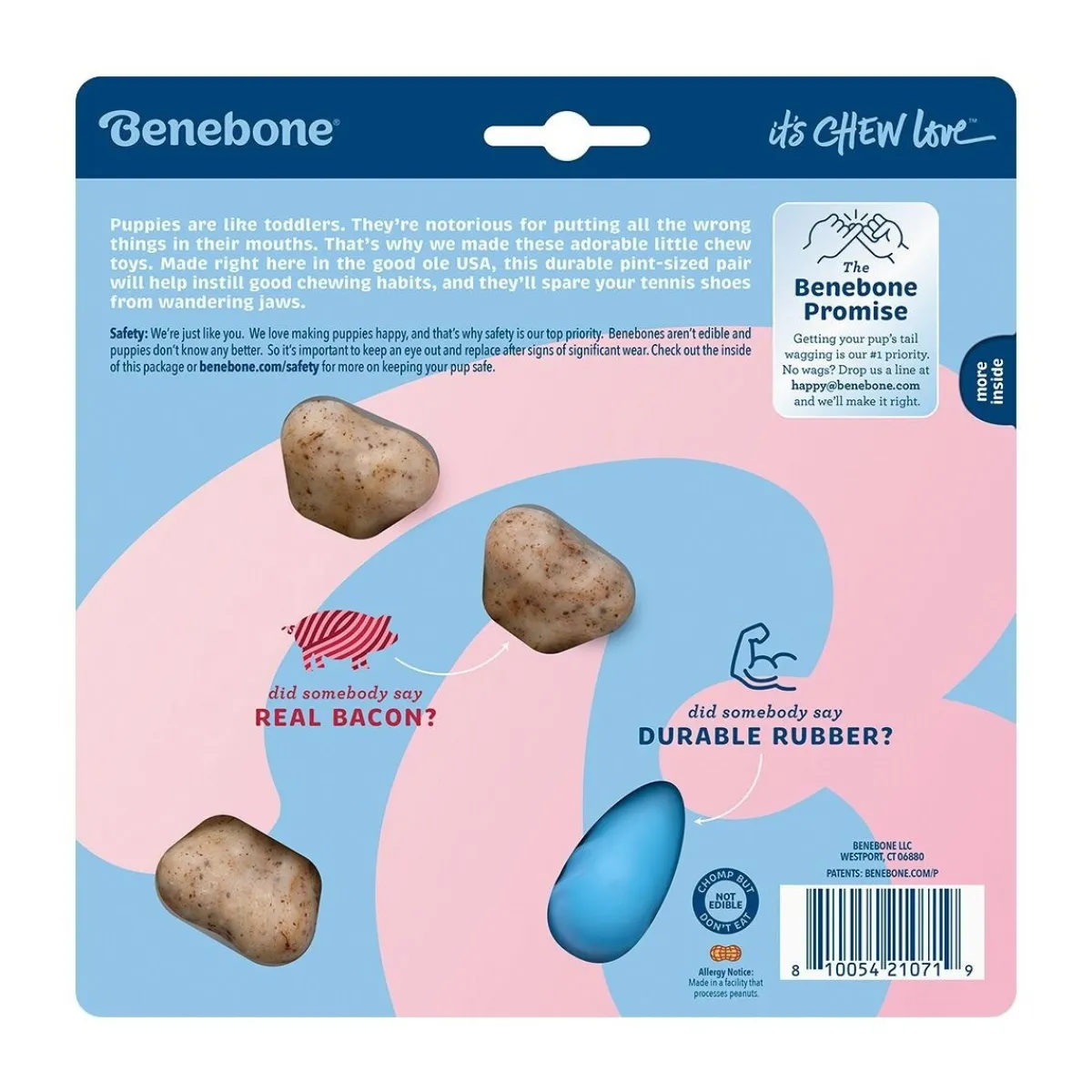 Puppy Rubber Bones Bacon Tiny 2 kpl>Benebone Outlet