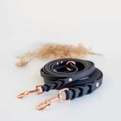 BioThane-hihna Braid, musta/ruusukulta>Tyylivoitto Clearance