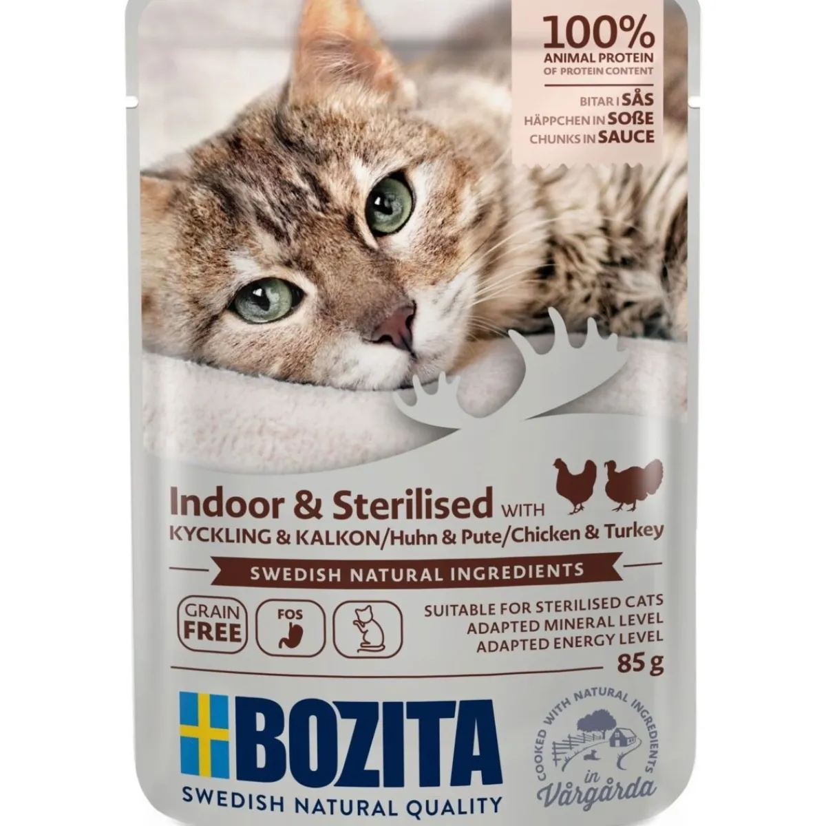 Indoor & Sterilised kana&kalkkuna kastikkeessa 85 g>Bozita New