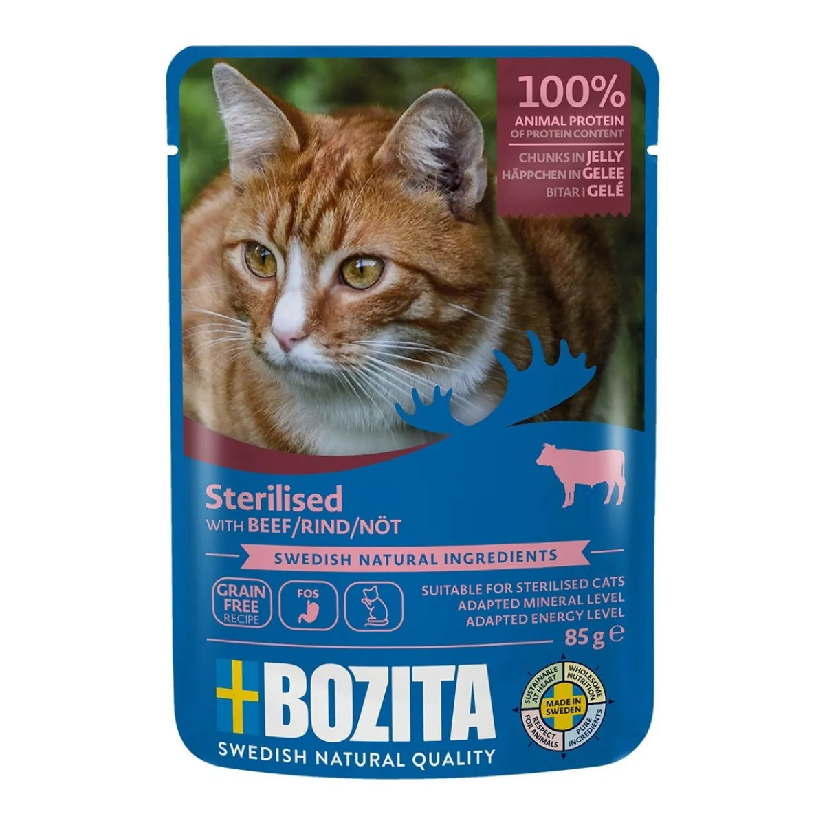 Indoor & Sterilised nauta hyytelössä 85 g>Bozita Discount