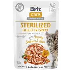 Cat Sterilized lohi & tonnikala kastikkeessa 85 g>Brit Care