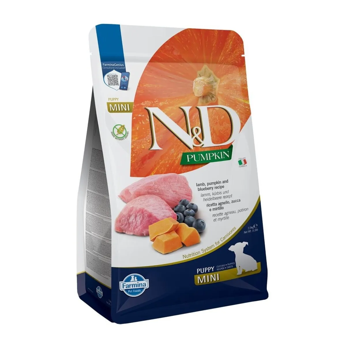 N&D Pumpkin Dog Lamb & Blueberry Puppy S 2,5 kg>Farmina