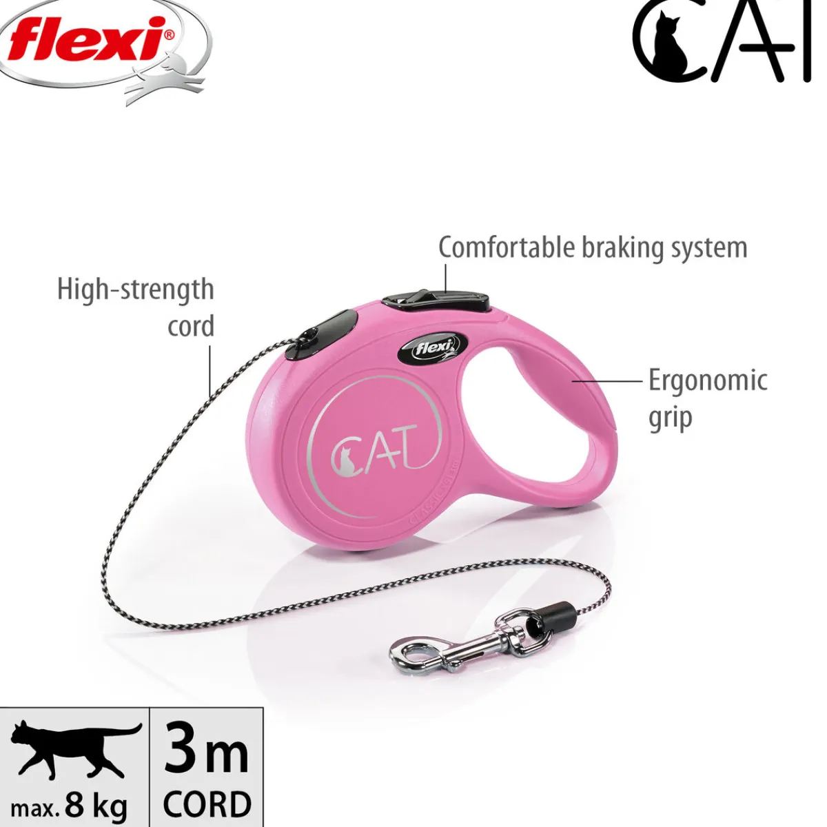 Classic Cat Cord XS 3m/8kg>Flexi New