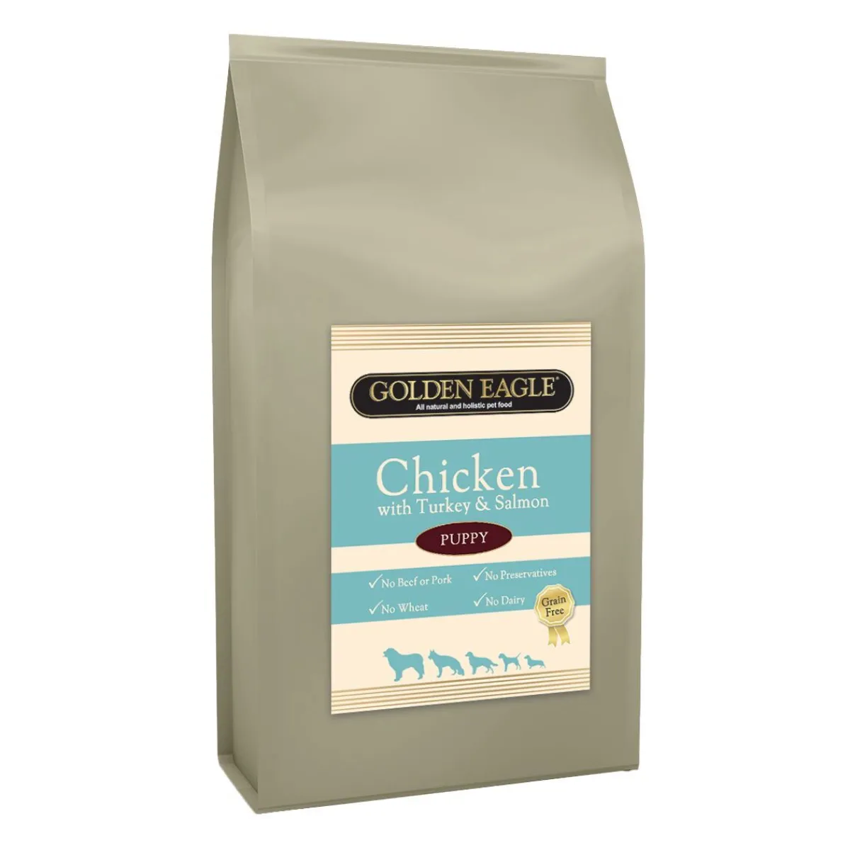 Grainfree Puppy Chicken,Turkey&Salmon>Golden Eagle Clearance