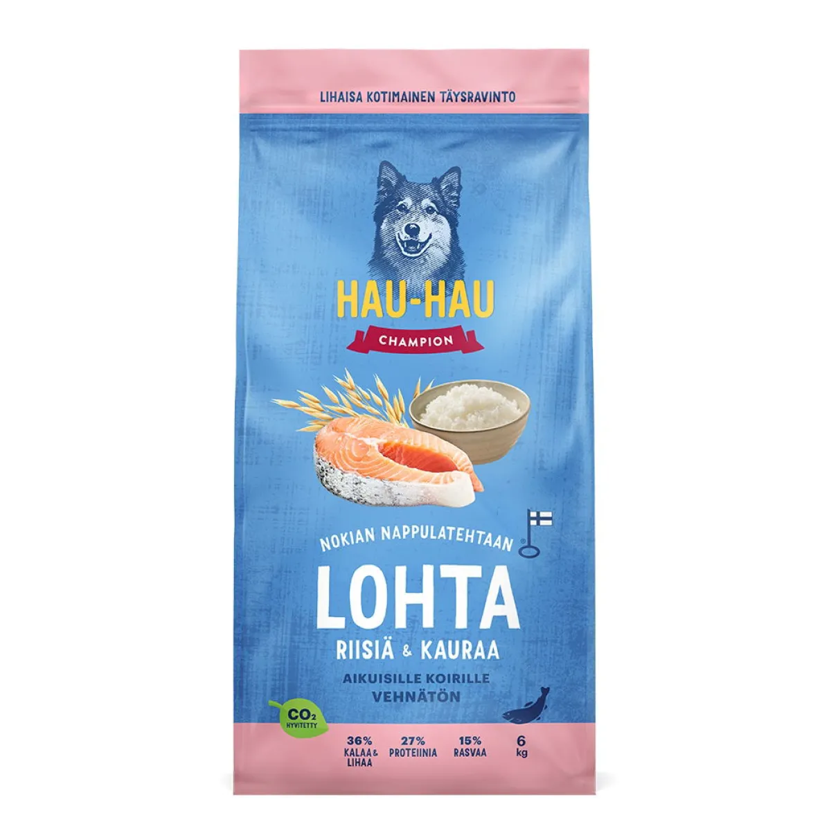 Hau-Hau Champion Lohi, riisi ja kaura 6 kg>Hau Hau Champion New