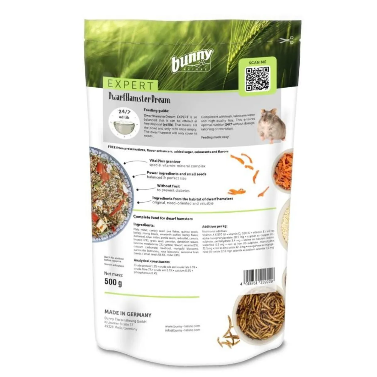 Kääpiöhamsterin ruoka Bunny Dream Expert 500g>Bunny Nature Best