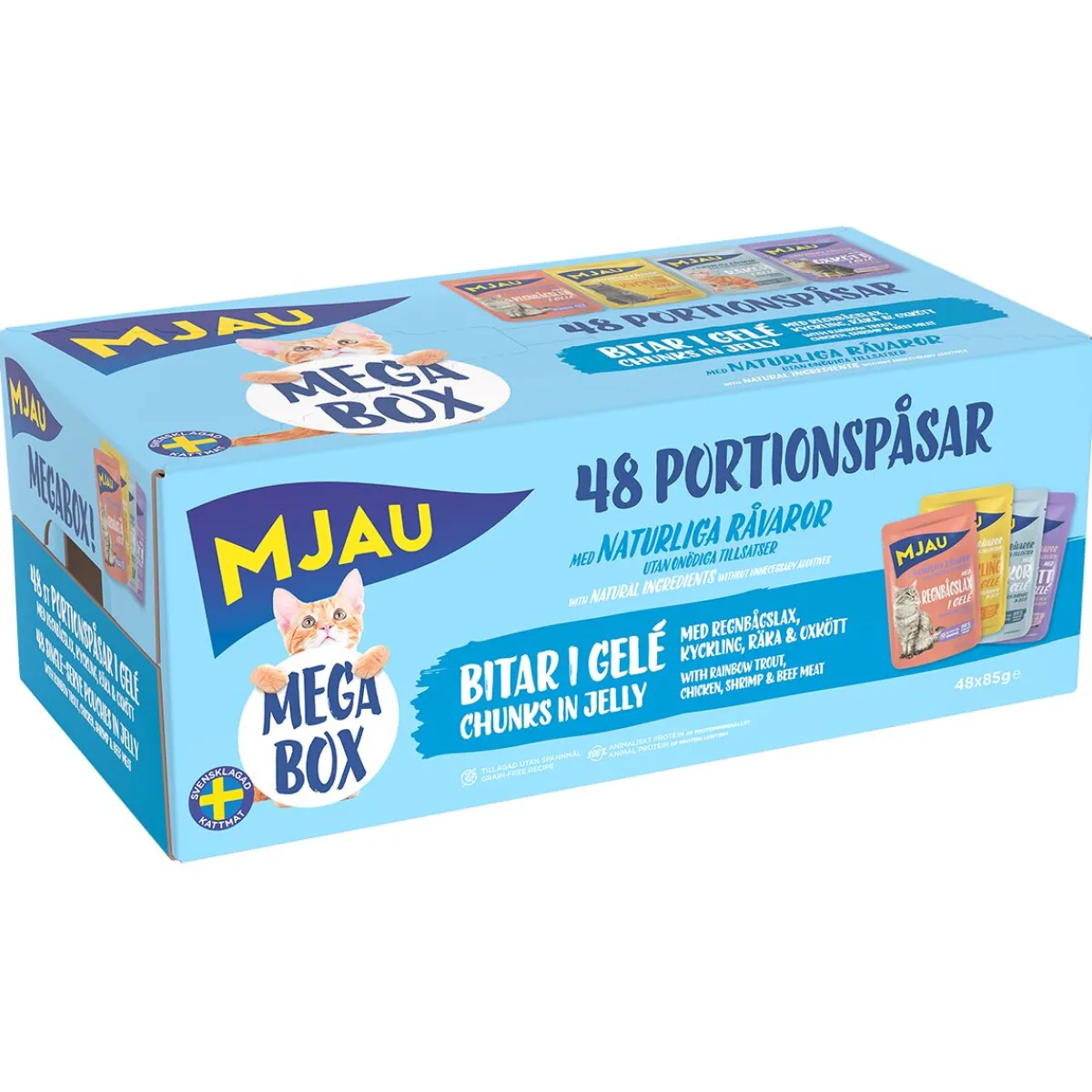 Megapack lihaa ja kalaa hyytelössä 48 x 85 g>Mjau Hot