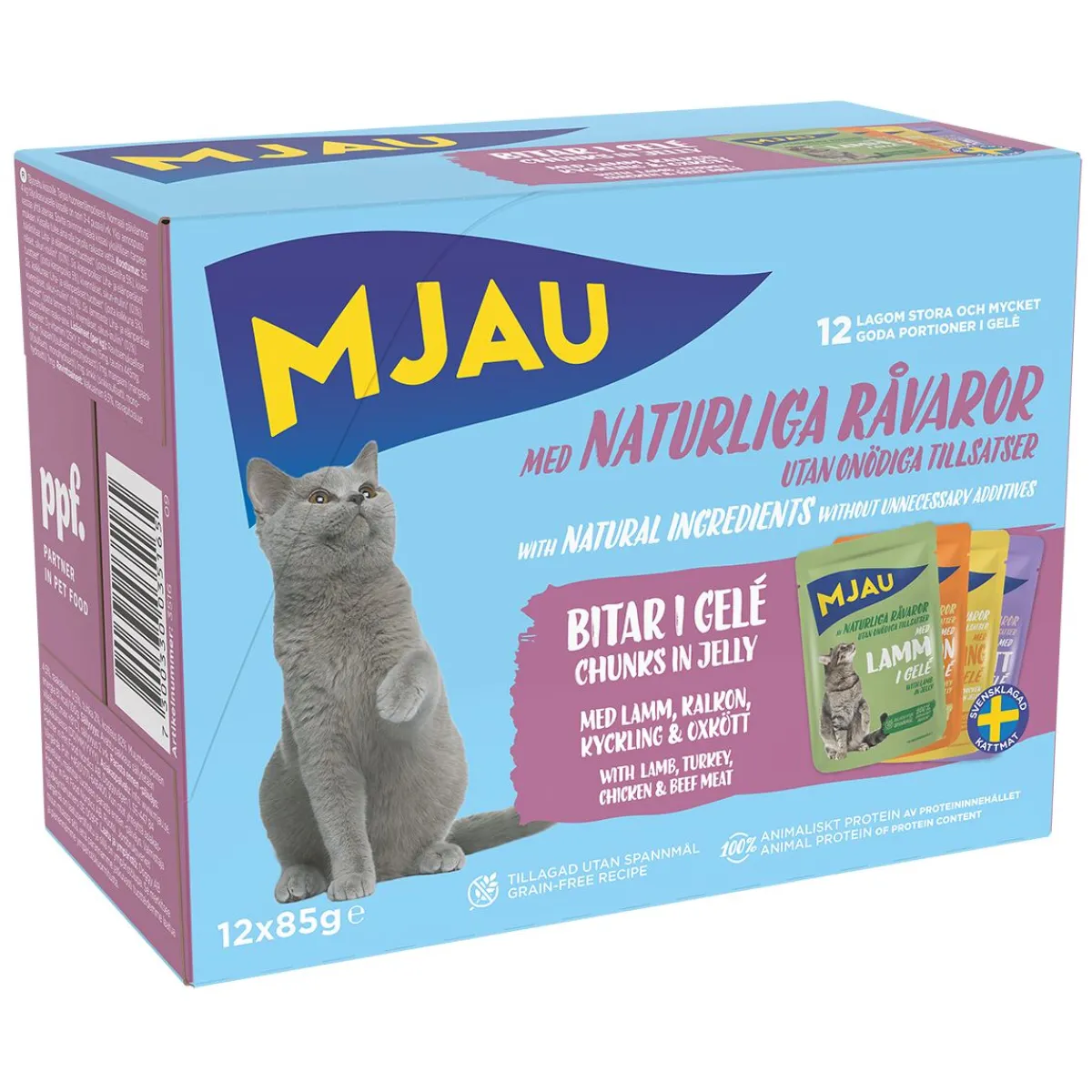 Multipack lihaa hyytelössä 12 x 85 g>Mjau Discount
