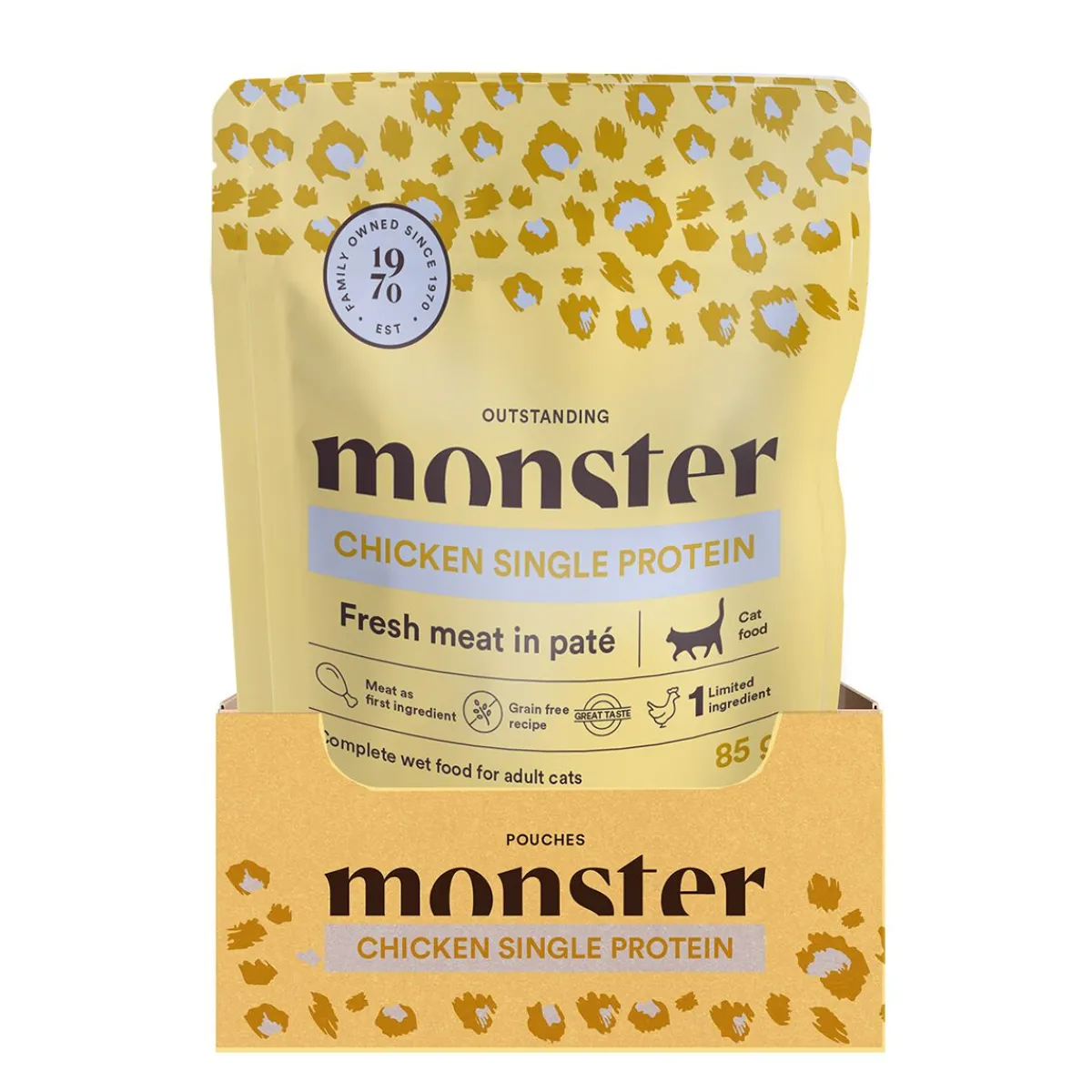 Monster Cat Pouch Adult Chicken 16 x 85 g>Monster Pet Food Outlet