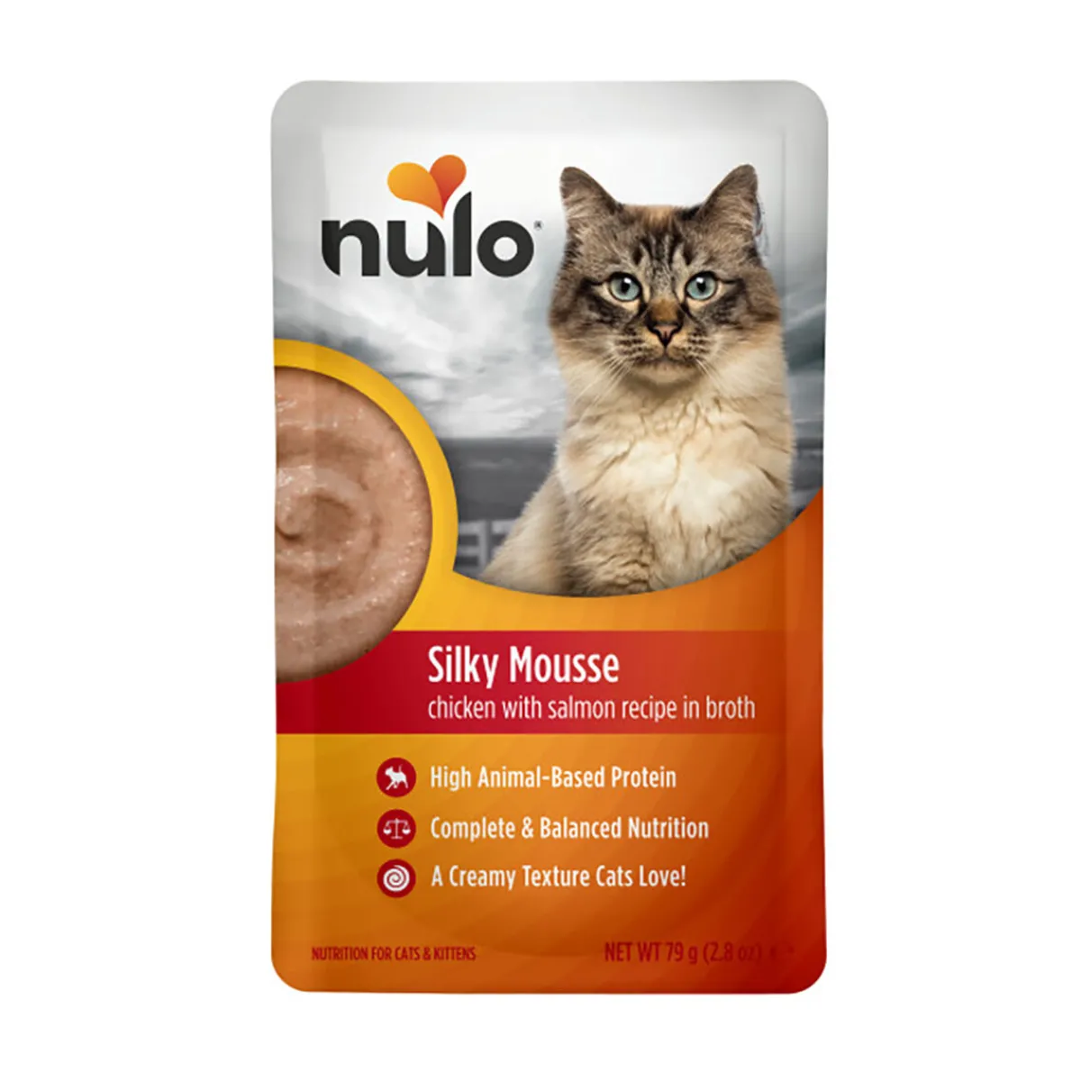 Silky Mousse Cat kana & lohi liemessä 79 g>Nulo Clearance