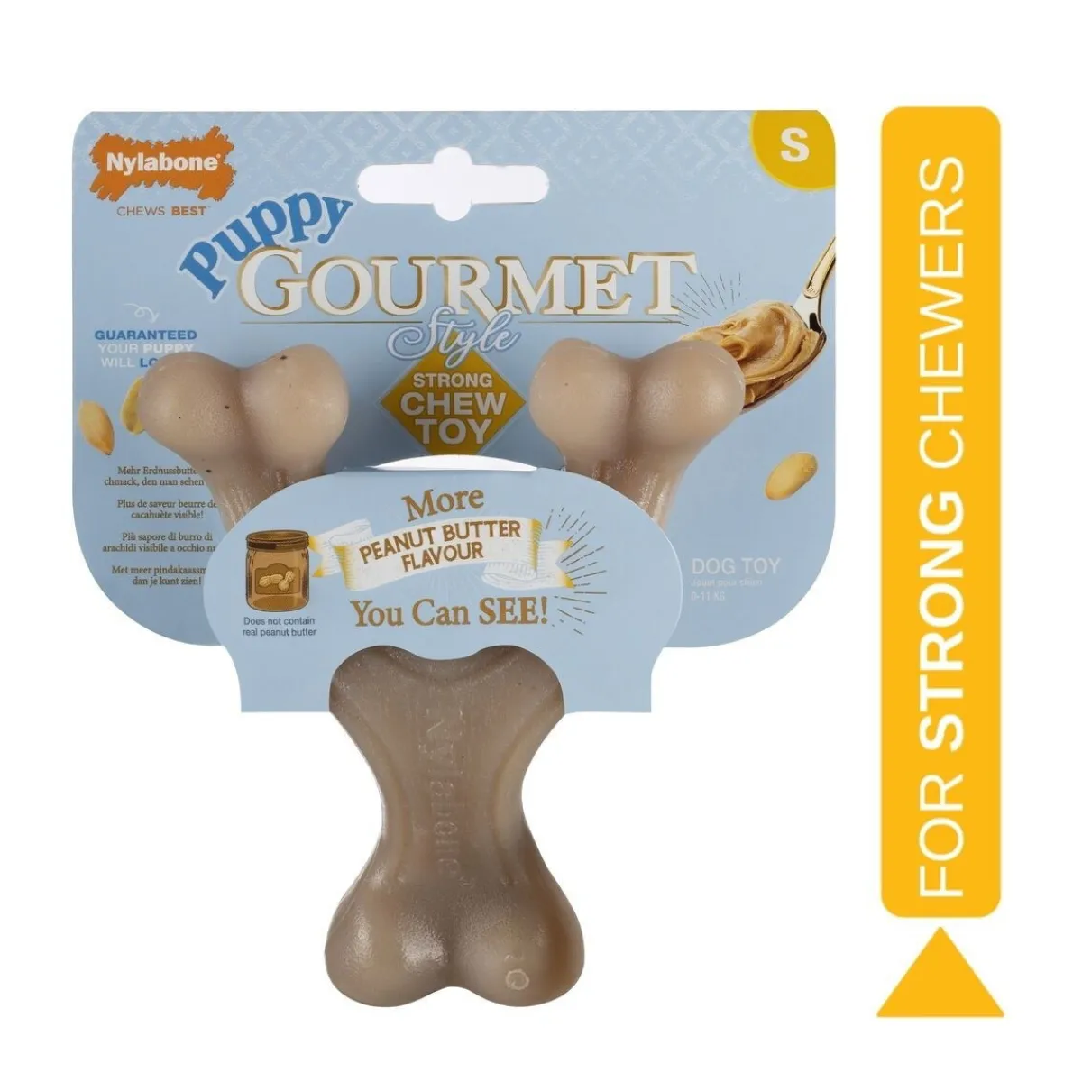 Puppy Gourmet wishbone, maapähkinävoi S>Nylabone Online
