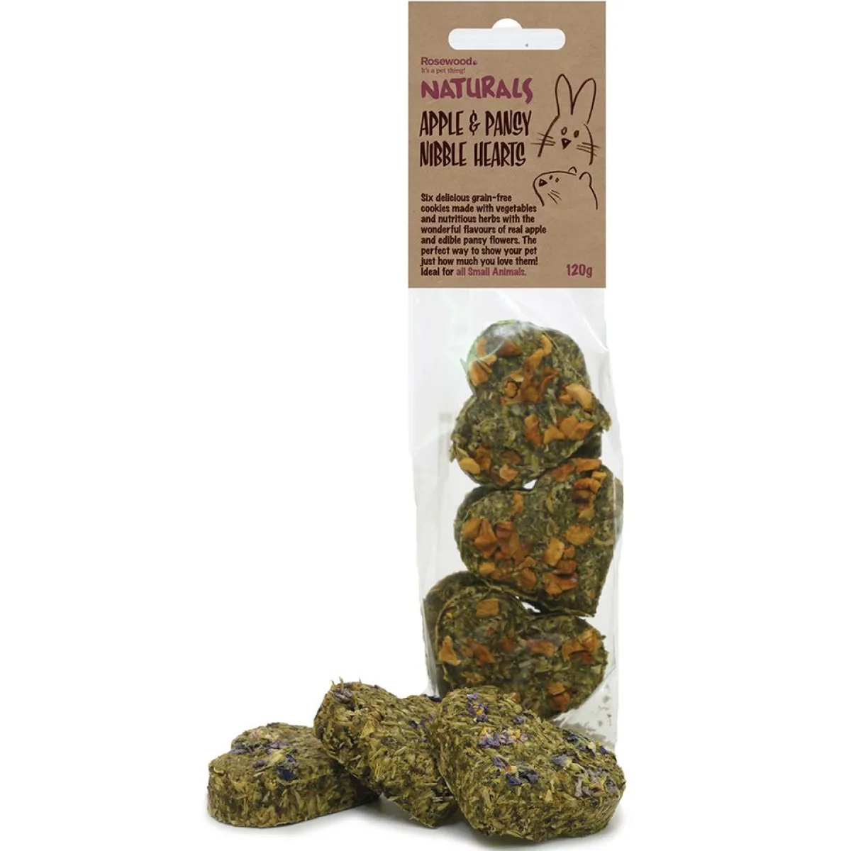 Omena- ja orvokkisydämet , 120 g>Rosewood Online