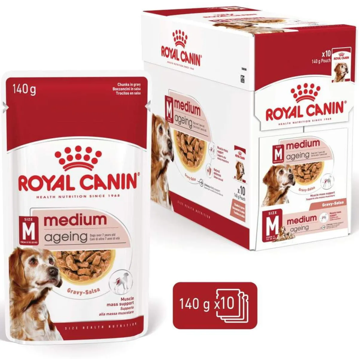 Medium Ageing Wet 10 x 140 g>Royal Canin Discount