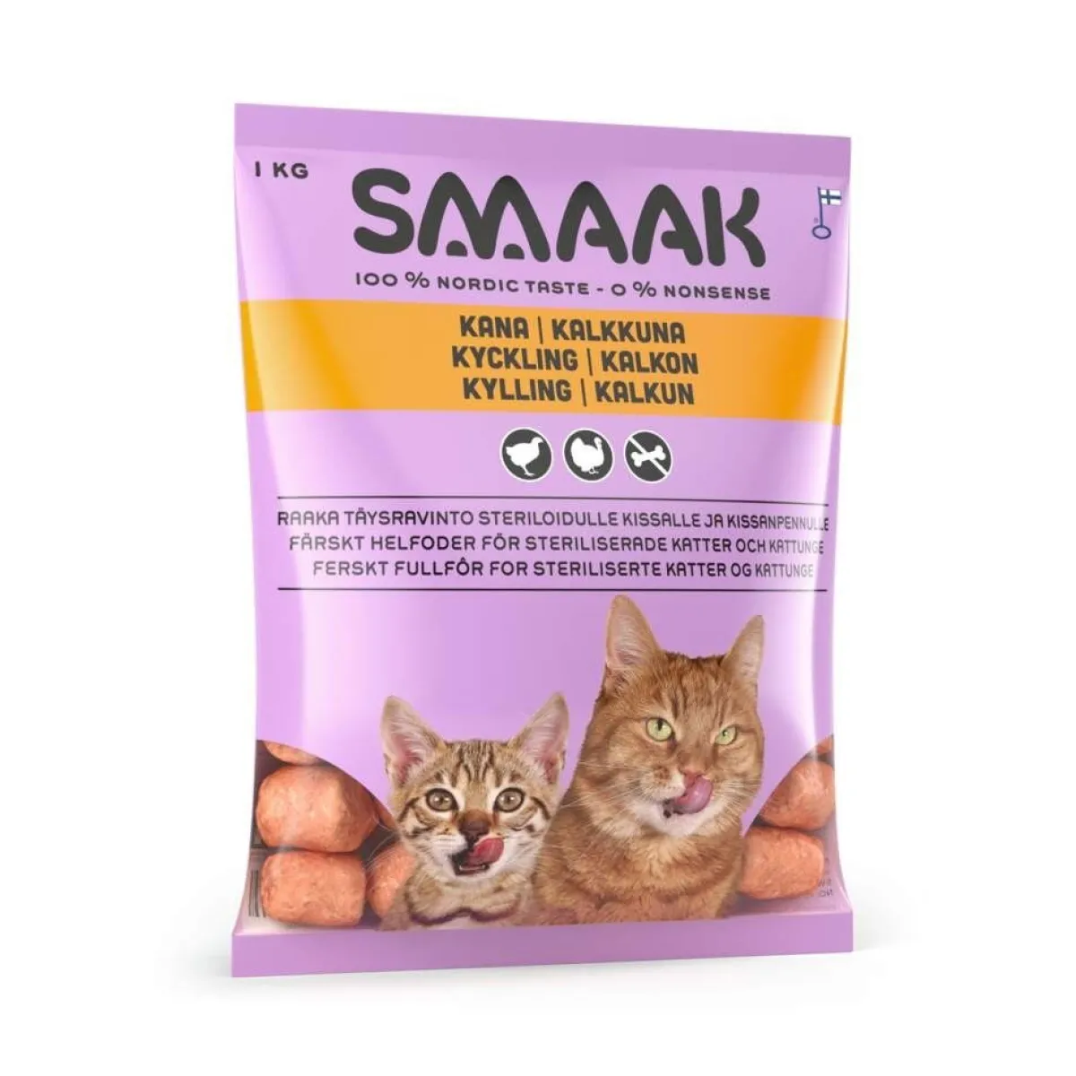 kana & kalkkuna raaka täysravinto kissalle 1kg>Smaak Online